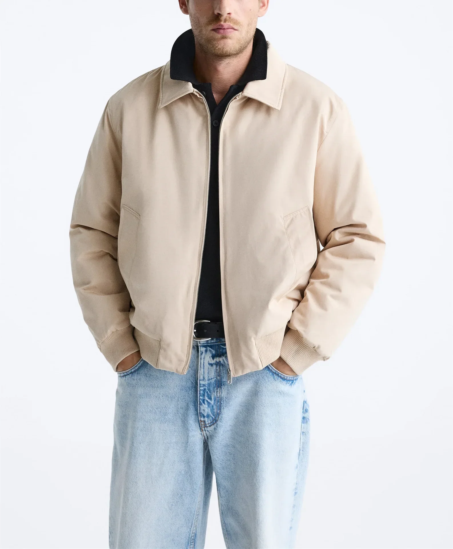 LIBIELIY Lapel Zipper Cotton-padded Clothes, Men's New Autumn And Winter Fashion Simple Atmospheric Jacket, Solid Color Casual