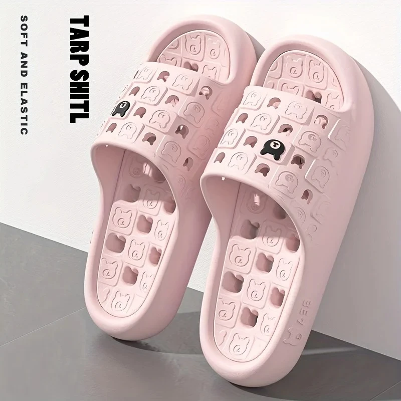 Men Women EVA cute bear Bathroom Slippers Soft Thick Sole Non Slip Quick Dry Shower Slides Indoor Outdoor beach Summer Sandals