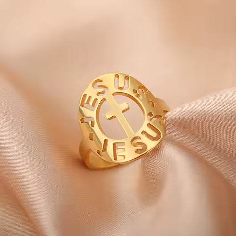 Kkjoy Fashion Stainless Steel Silver Color Religious Jesus Cross Ring For Women Men Jewelry Accessories Party Gift Wholesale