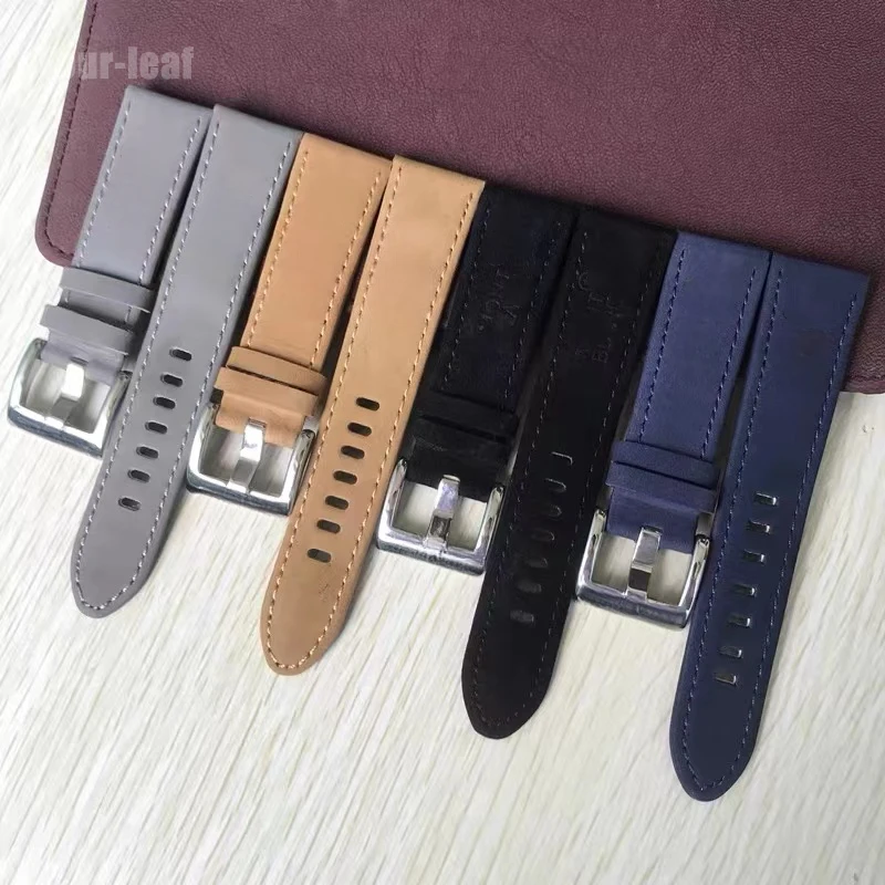 Casual Scrub Leather Watch Strap for Montblanc Wristband Time Walker Series 22mm Black Blue Grey Brown