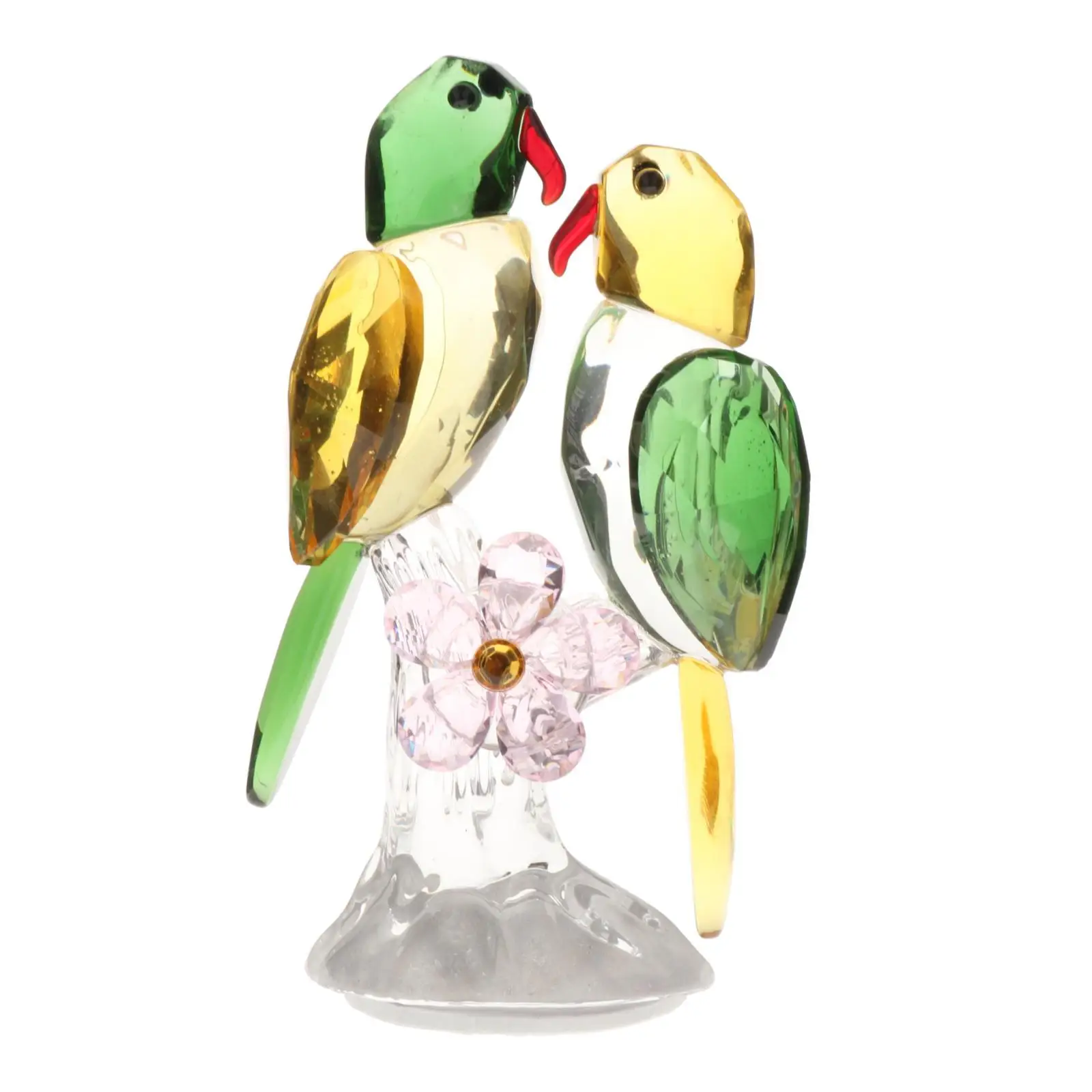 Modern Crystal Parrot Statue Bird Figurine Animal Model Colorful Sculpture Craft Ornament for Office Home Desk Shelf Decoration