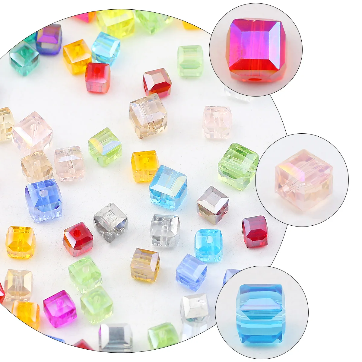 Square Shape Austrian Crystal Transparent Mixed Colors Loose Beads Spacers For DIY Jewelry Making Bracelet Accessories 2-7MM