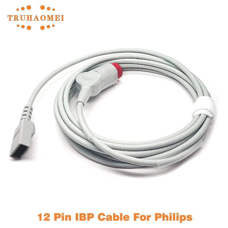 كابل IBP 12 دبوس لمراقبة المريض فيليبس M1567A M1568A سلسلة كابل ضغط الدم الغازية محولات محول IBP المتعددة