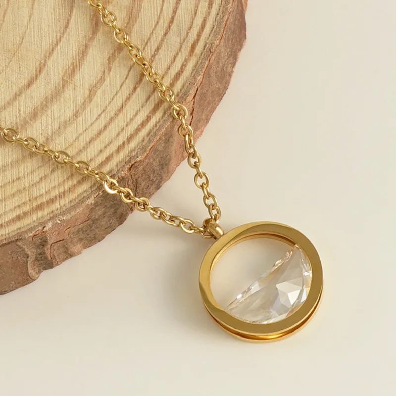 New ins Stainless Steel 18K Zircon Pendant Necklace For Women Girls Hollow Transparent Heart Necklaces Fashion Jewelry Gift