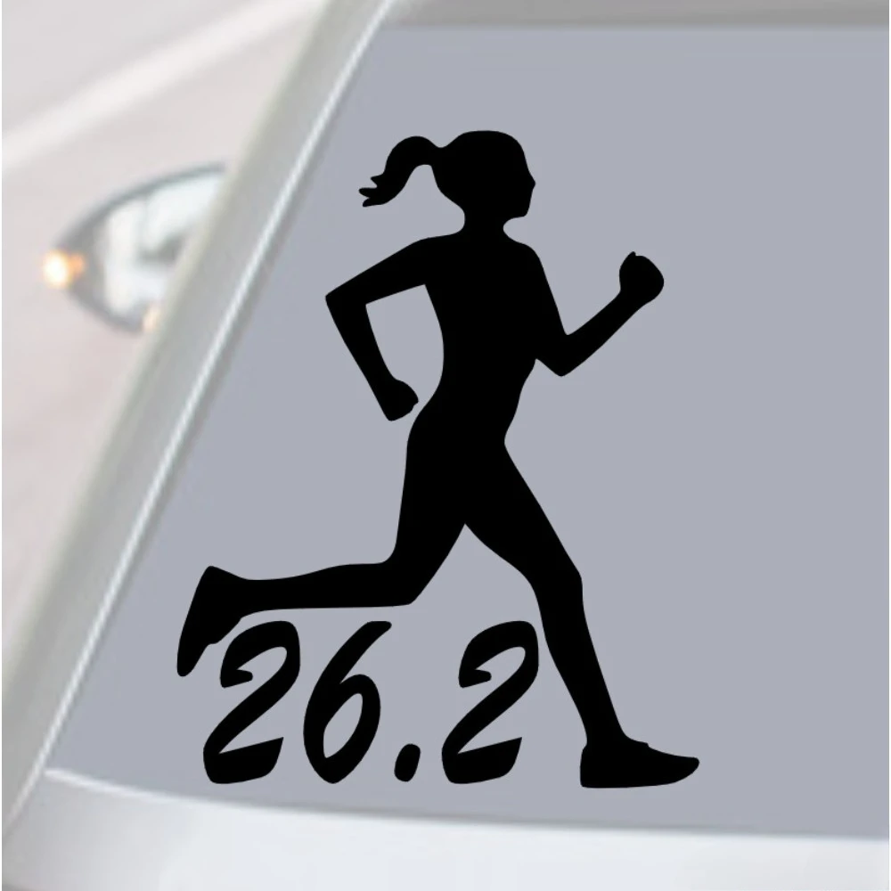 Car decoration stickers  NEW RUNNER 26.2 VINYL DECAL STICKER CAR WINDOW BUMPER GIRL RUNNING FULL-MARATHON RUN 20CM PVCKK