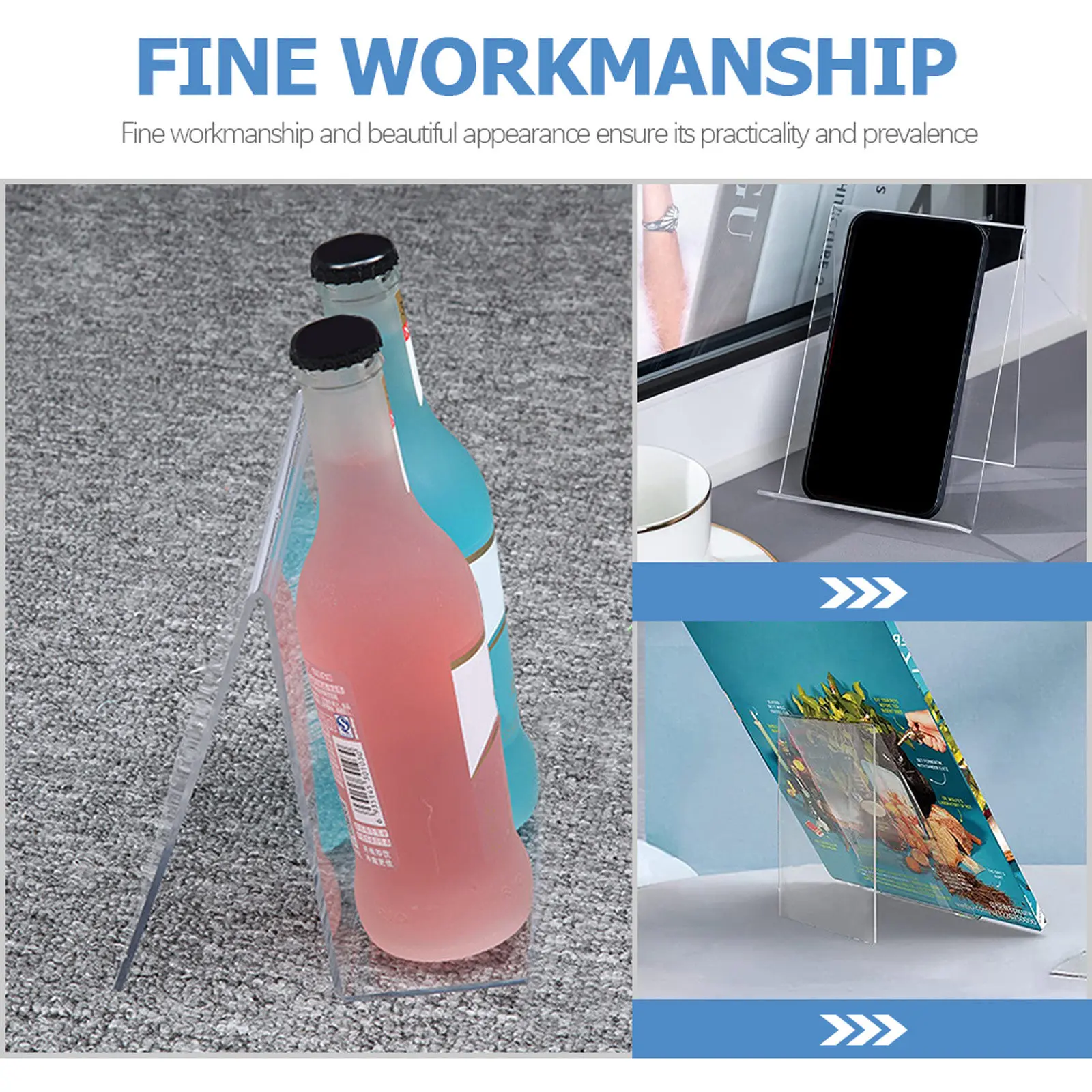 4Pcs Acrylic Bookend Display Stand L-Shaped Slanted Price Sign Holder for Retail Stores Supermarkets Restaurants Desktop Menu