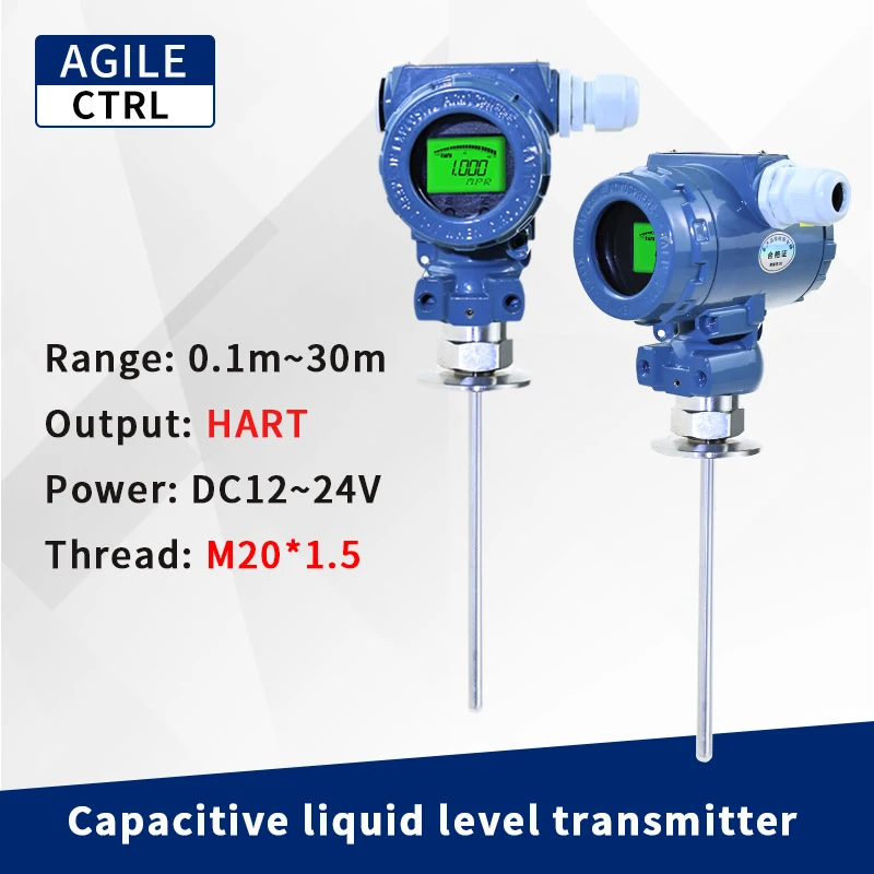 

Silo Particle Grains Capacitance Level Sensor Meter HART Electrode 300MM 400MM Capacitive Liquid Water Level Sensor Transmitter