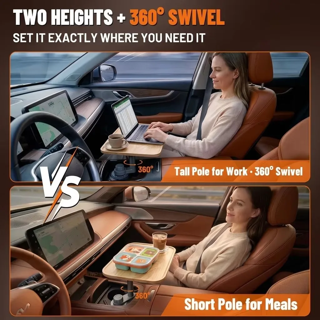 Car Desk For Laptop, Car Tray Car Desk Rectangular Cup Holder Tray Cup Holder Tray For Car Food Tray For Car Lock-On Base