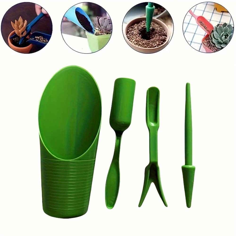 4-Piece Set of Succulent Gardening Tools, Plastic Seedling Starter Bucket, Flower Potting Tool Set