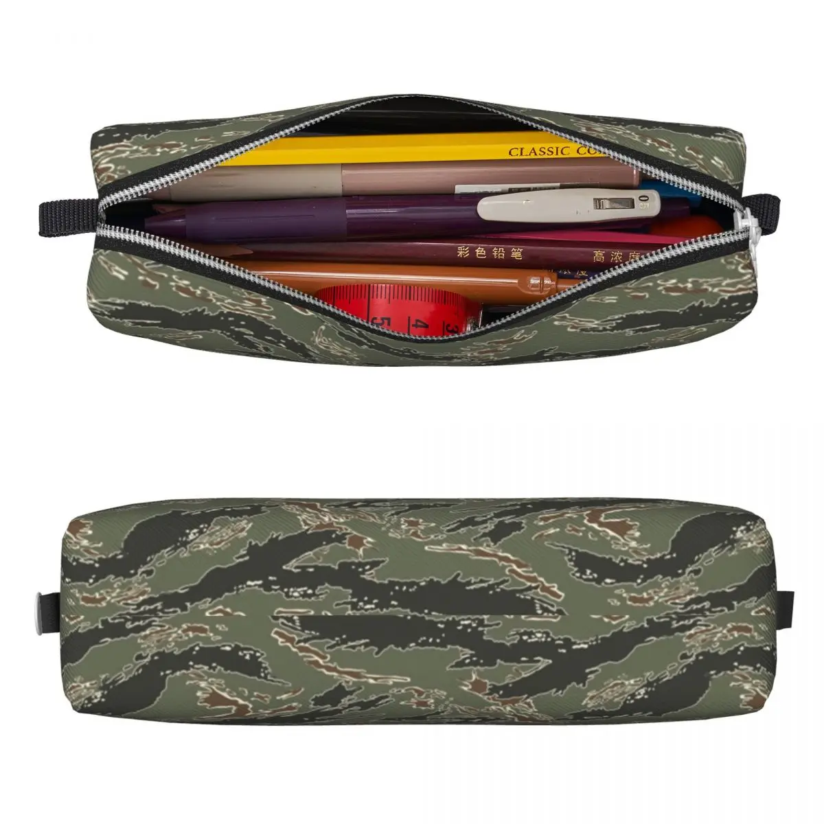 Tiger Stripe Camouflage Pencil Case Classic Army Military Camo Pen Holder Bag for Student Big Capacity Students Pencil Pouch