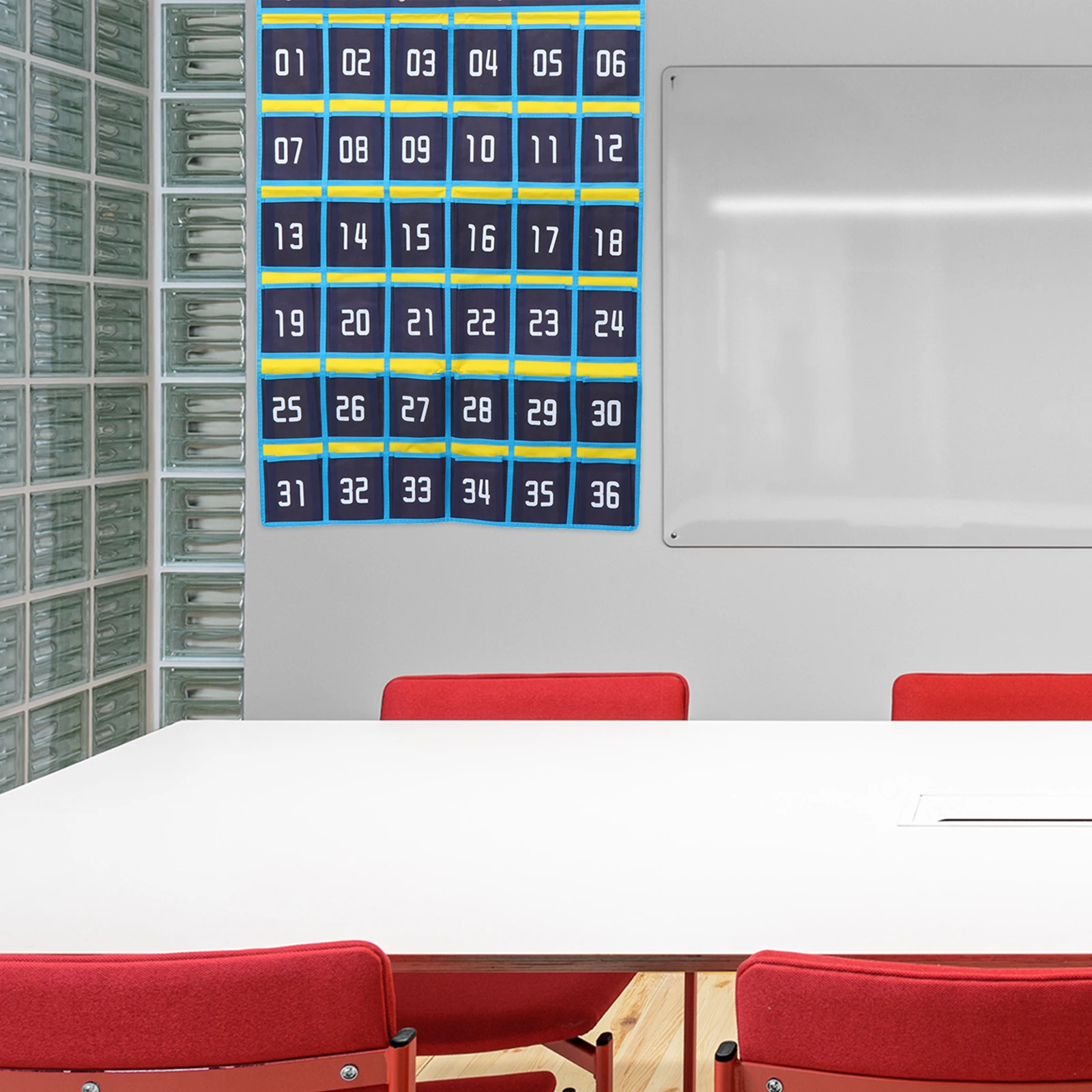 

Wall Hanging Storage Bag Cell Phone Holder Numbered Pouches Non Woven Fabric Thickened Hooks Phone Pocket Chart for Teaching