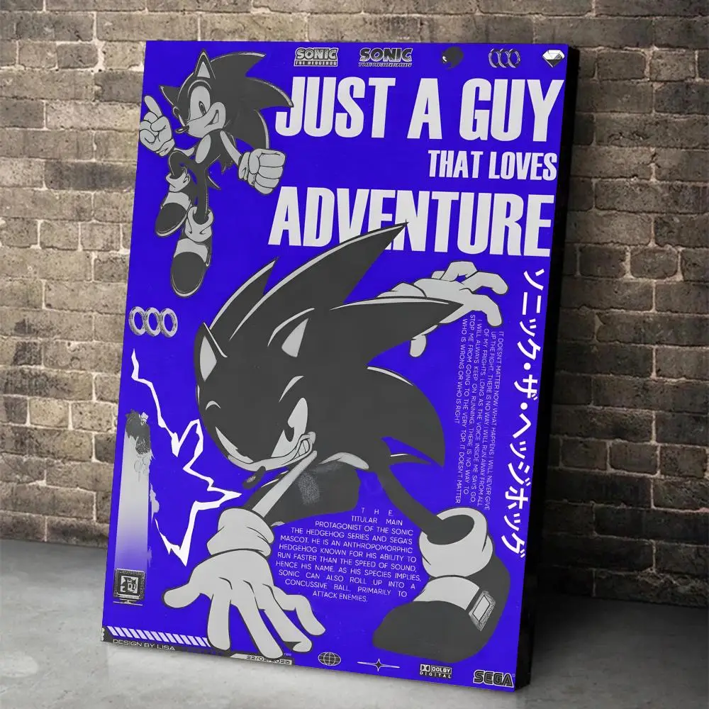 Sonic The Hedgehog Poster-Aufkleber Wandbild Selbstklebende Dekoration für Schlafzimmer Wohnzimmer Zuhause HD-Wandaufkleber Geschenk – Detail 4