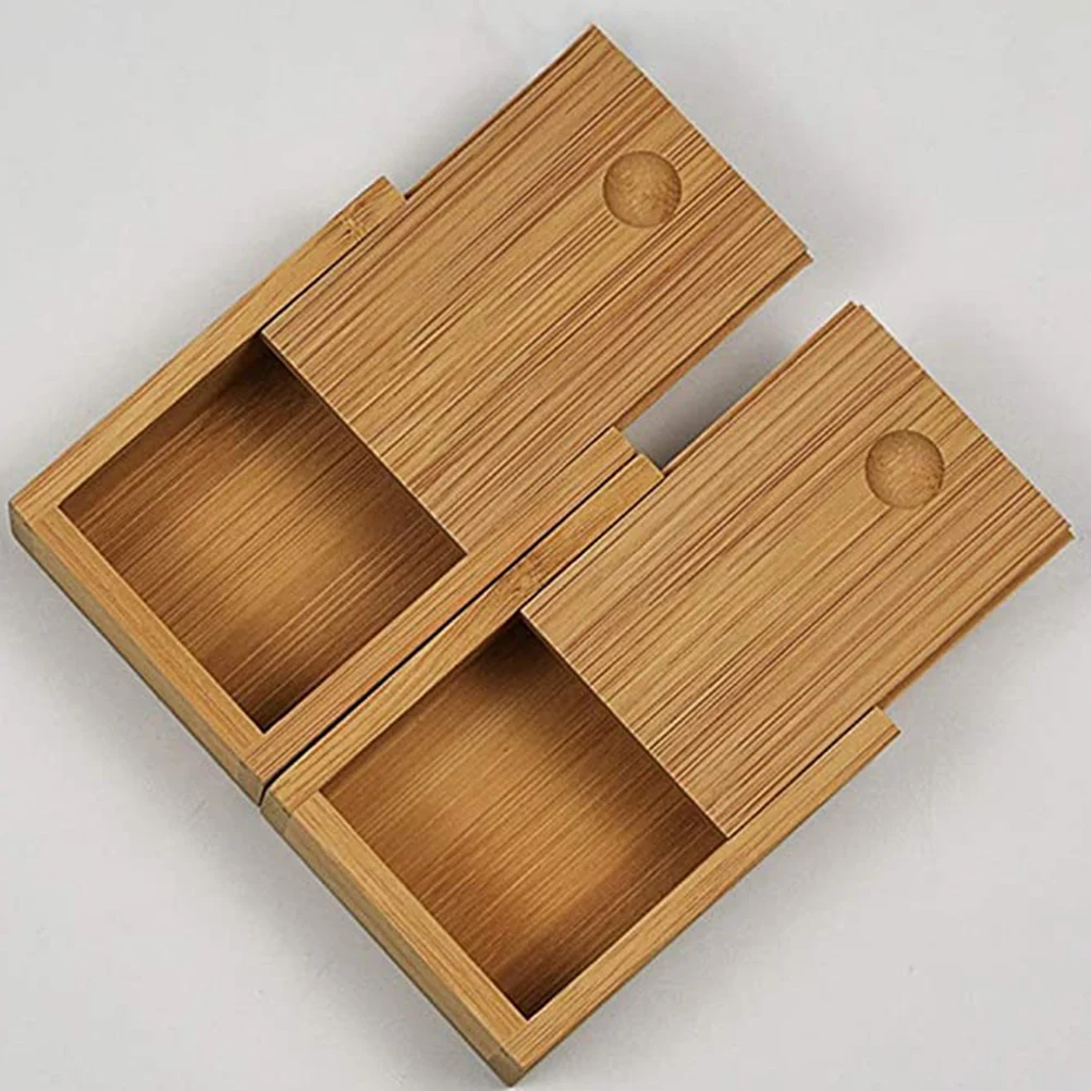 

Retro Decor Storage Cases Jewelry Boxes Bamboo Container with Lid Make up Makeup Bin Lids
