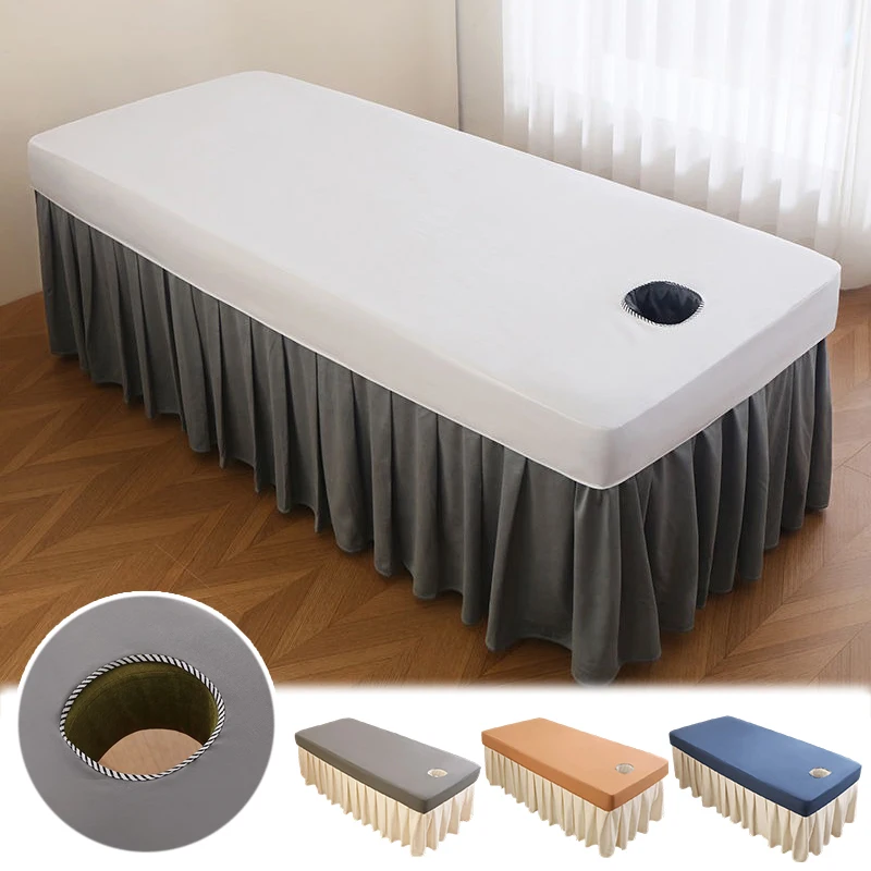 

1PC Waterproof Massage Table Cover 80x190cm Elastic Fitted Sheet Oil Proof Face Hole Design for Beauty Salon SPA Therapy Bed