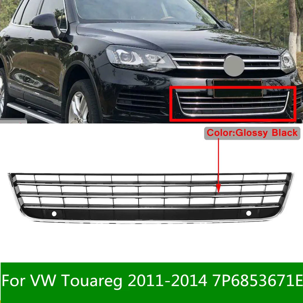 High Quality Car Front Bumper Lower Grille Grill Air Intake Chrome Trim for VW for Touareg 2011 2012 2013 2014 7P6853671E