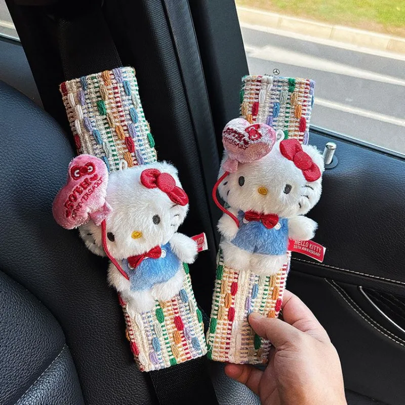 Cartoon Balloon Hellokittys Doll Decorative Car Seat Belt Cover Cute Wear-resistant Anti Slip Protective Cover Auto Accessories