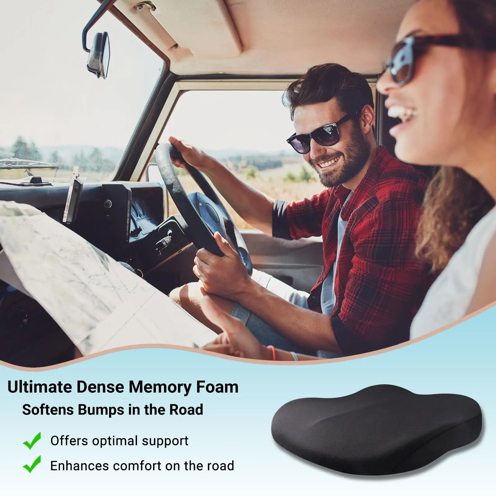 1pc Memory Foam Slow Rebound Support Cushion, Long Sitting Hip Protection Pad, Suitable for Office,Car,Chair Seat Cushion - view 3