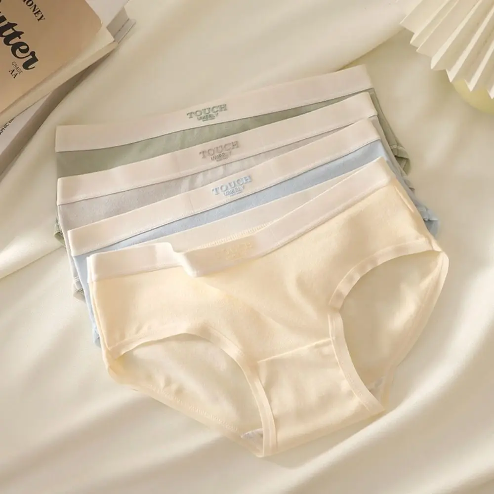 

5PCS Fashion Thin Mid Waist Panties Underwear Lingerie Simple Solid Briefs Cotton Crotch Women's Underpants Gifts