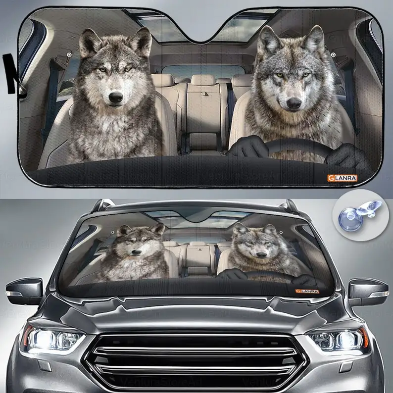 

Wolf Car Sunshade, Wolf Lover, Auto Sun Shade, Gift For Dad, Wolf Car Decor, Wolf Sunshade, Car Sun Protector