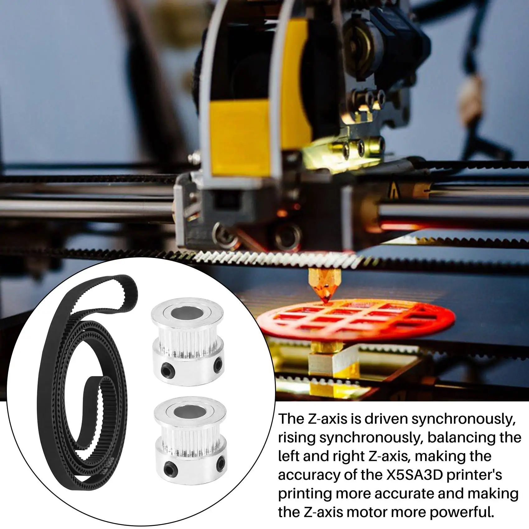 Y14AZ-Axis GT2 Timing Belt Pulley Kit 24 Teeth Synchronous Wheel and 1068mm Belt for TRONXY X5SA/X5SA PRO/X5SA-2E 3D PRINTER