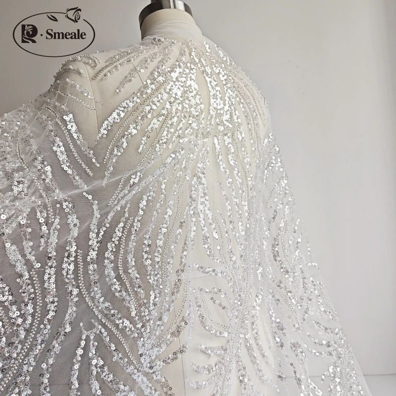 Luxus Abendkleid Stoff, High End Custom, Perlen Pailletten, Hochwertig, Spitzens toff, Hand Näht, RS4272 – Detail 4