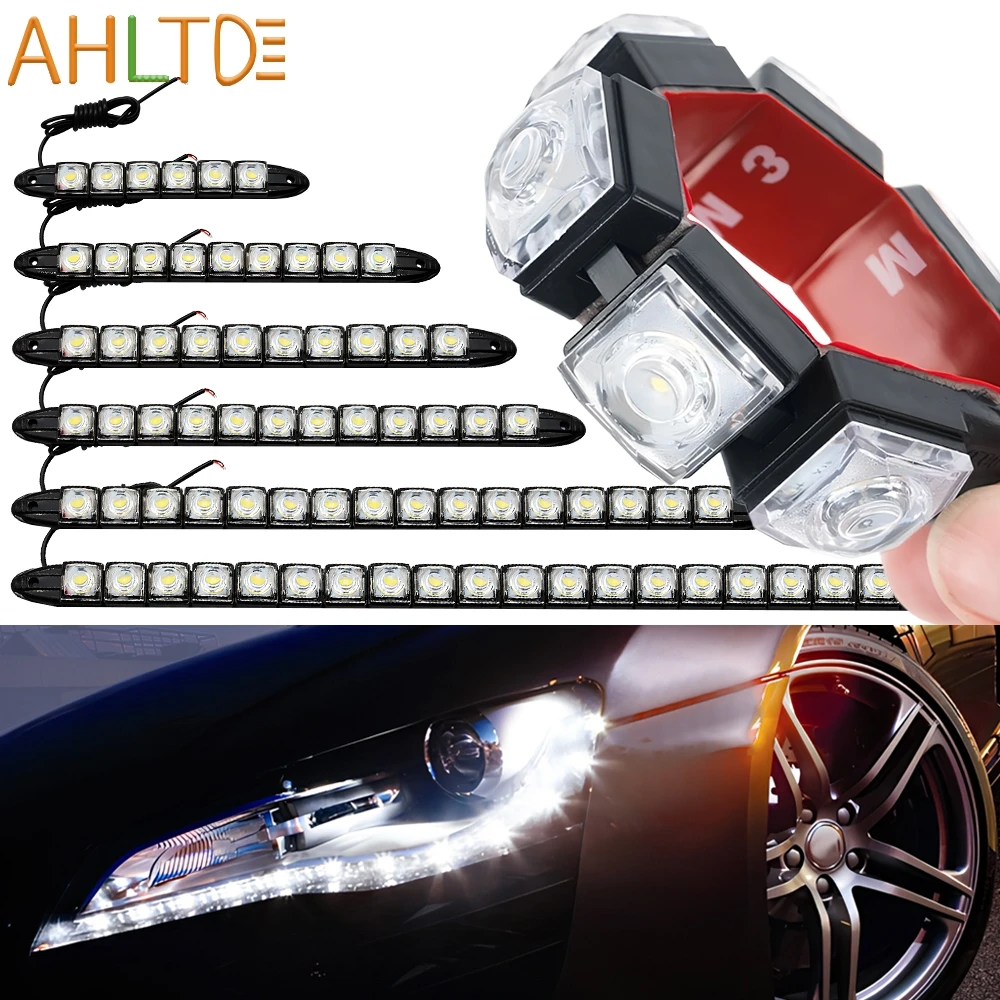 

1X 6 9 10 12 16 20Leds Car Flexible Day Lights COB Driving Daytime Running Auto Fog Lamp Waterproof Bulb Automobile Styling LEDS