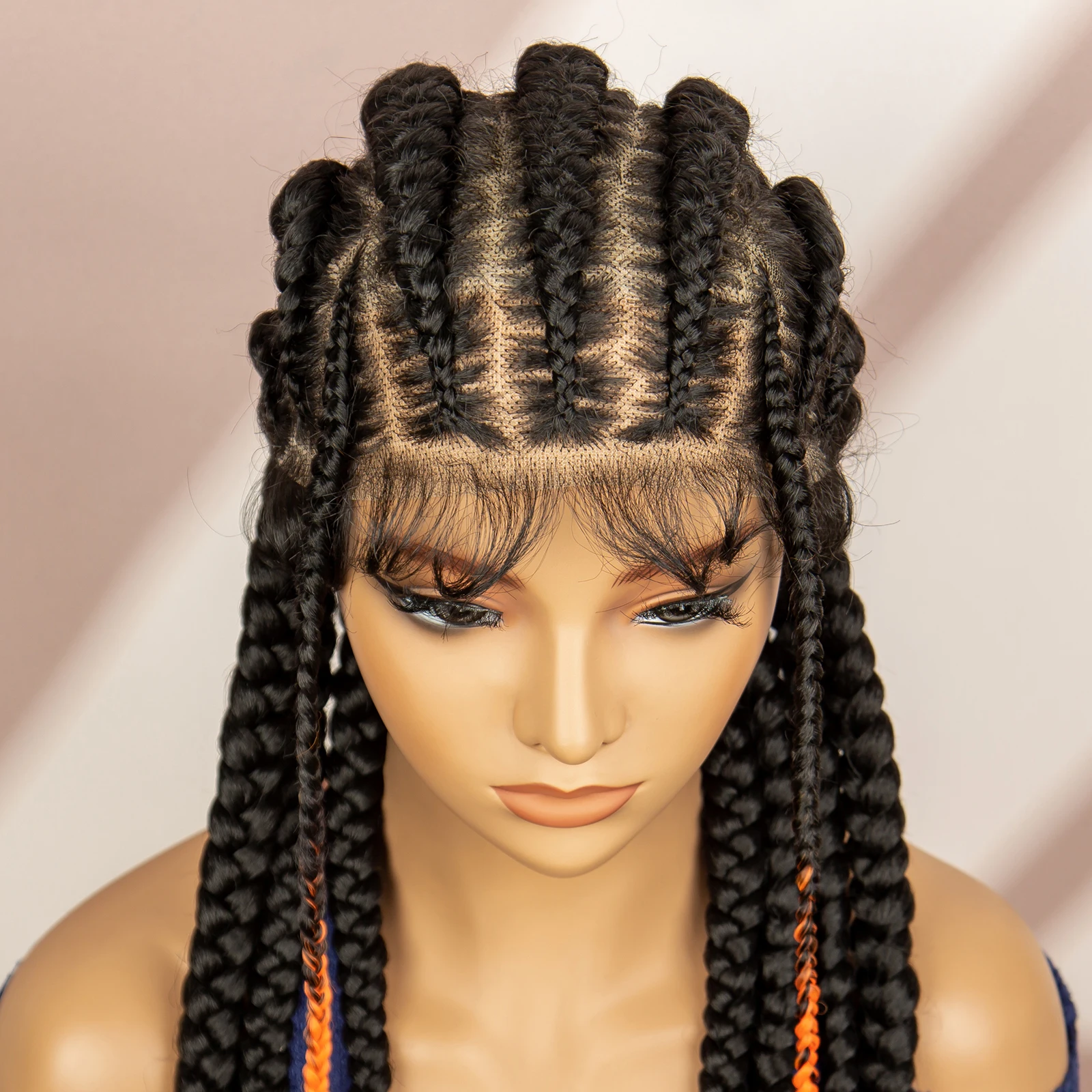 Volle Spitze Göttin geflochtene Perücken synthetische Cornrow geflochtene Perücken mit Babyhaar für schwarze Frauen