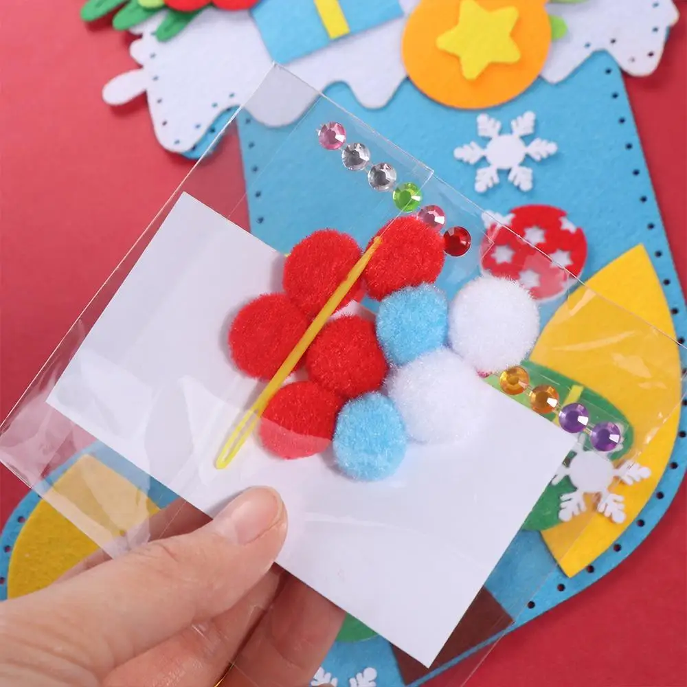 Non-woven Fabric DIY Christmas Stocking Snowman Santa Claus Xmas Non-Woven Socks Handmade Christmas Tree Portable Elk Xmas Bag