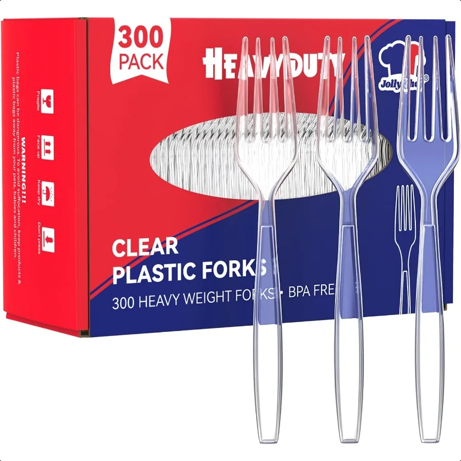 

300 Count Clear Plastic Forks Heavy Duty 7.1 Heat Resistant Solid and Durable Plastic Forks Bulk Cutlery Perfect for Parties