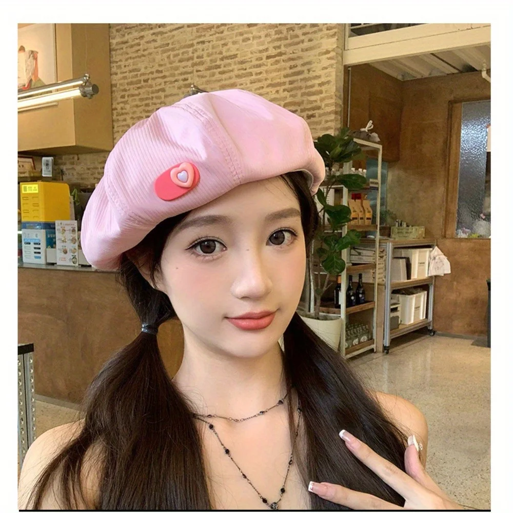 Korean Style Denim Beret Hat for Women Ins Fashion Painter Caps Face Slimming Adjustable Bucket Hat Spring Summer