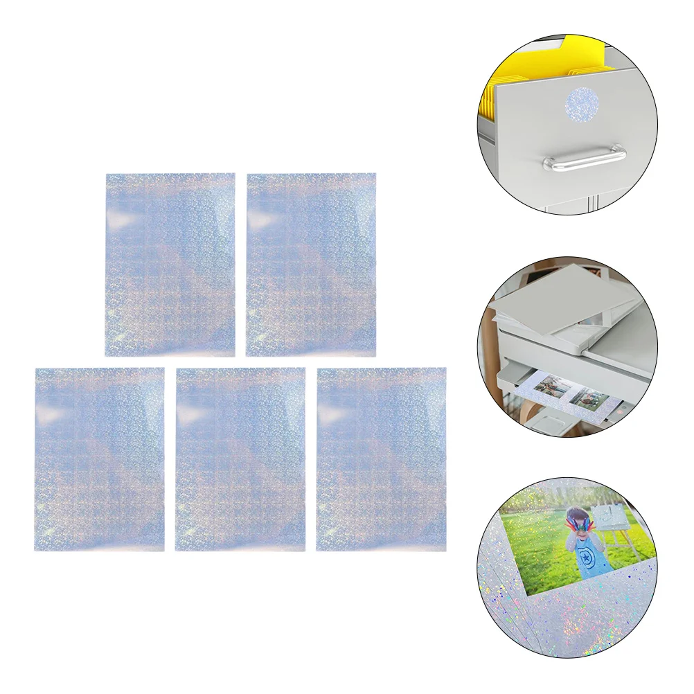5 Sheets Printable Printing Paper Photo Holographic Vinyl Sticker The Pet Waterproof Printer