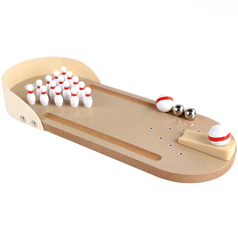 Mini Wooden Board Game Bowling Sports Kids Toys Adult Children Desktop Battle Board Game Parent-Child Table Game Gift