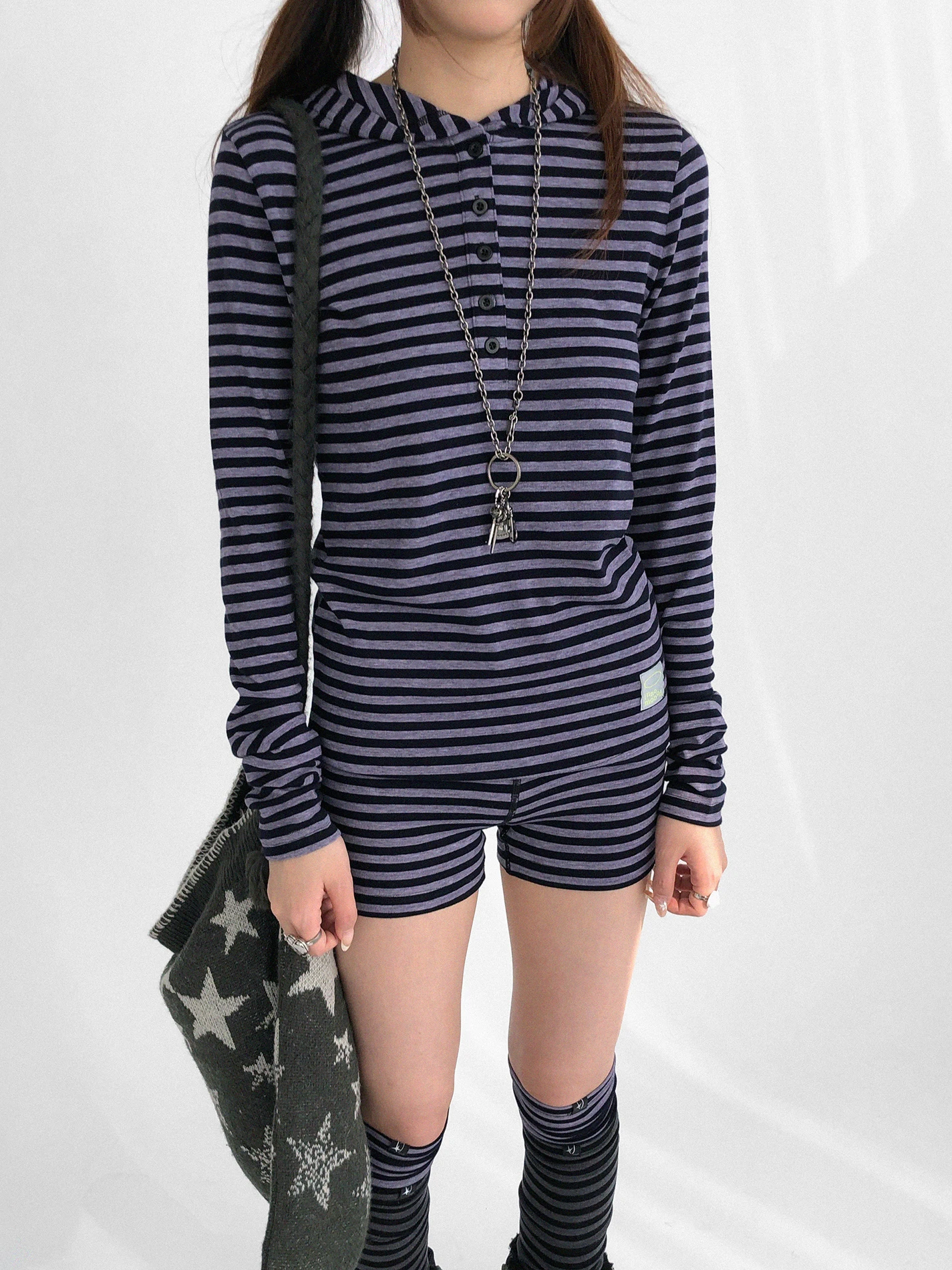 

Innood Slim Fit Long Sve Толстовка с капюшоном Повседневная футболка в полоску с эластичной резинкой на талии Женская модная внутренняя основа...