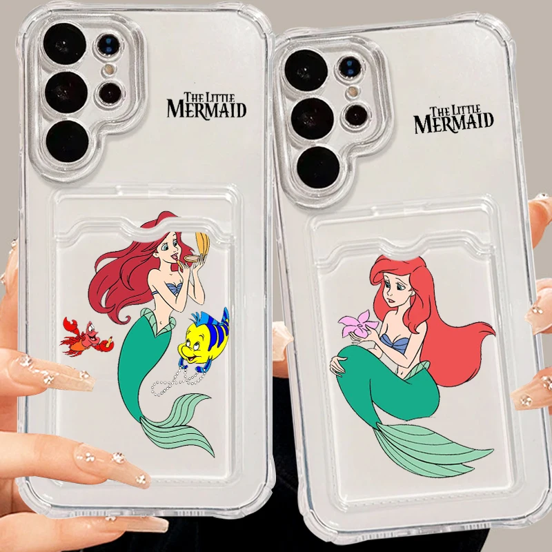 Disney The Little Mermaid Art For Samsung A73 A72 A54 A71 A52 A53 A32 A22 A14 A13 A23 5G Photo Card Bag Transparent Back