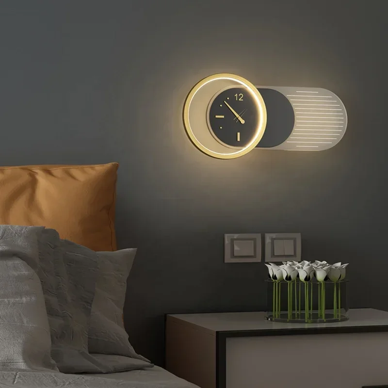 JYLIGHTING Modern LED Wall Lamp Exquisite Golden Acrylic Indoor Clock Light Living Room Bedroom Loft-elegant Nordic Lamp 180