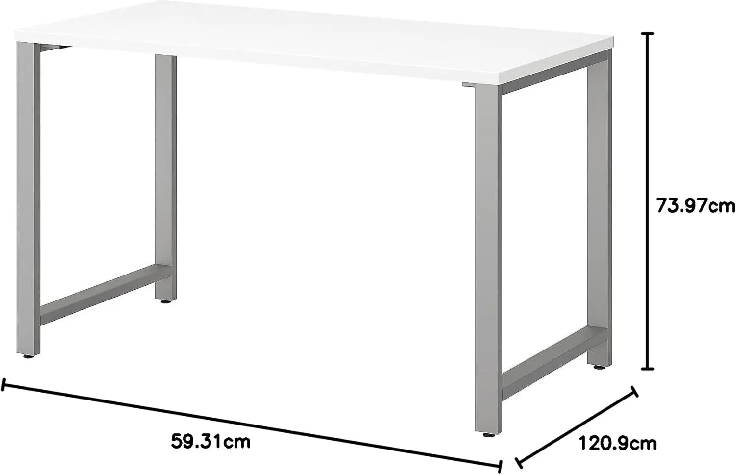 Scrivania da tavolo serie 400 48W x 24D con gambe in metallo in bianco