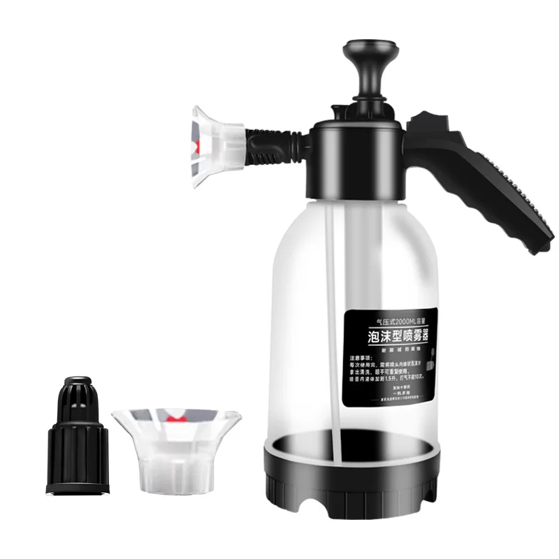 2L Hand Pump Foam Sprayer with Pressure Relief Valve, Manual Car Wash Snow Foam Spray Bottle, Dual Nozzles for Car Detailing
