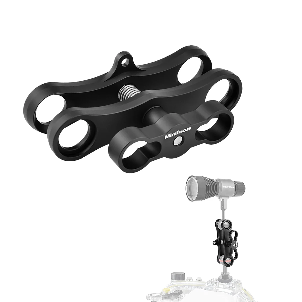 Diving Extended 2 Holes Ball Clamp Long Extend Butterfly Clip for Camera Underwater Tray Light Arm System Connect Expansion Moun