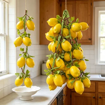 Artificial lemon skewers, Realistic simulated fruit models, home storefronts, holiday parties, farmhouse hanging decorations 1