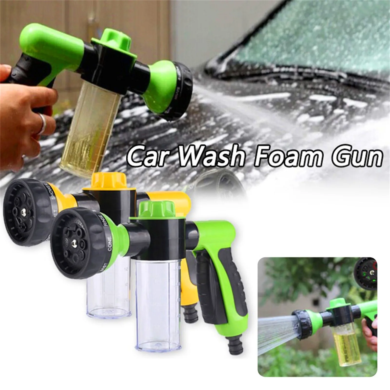 Multifunctional Adjustable Mode Water Guns NozzleHose Washer Garten Watering Jet Sprayer With Foam Container Fertilizer Tools