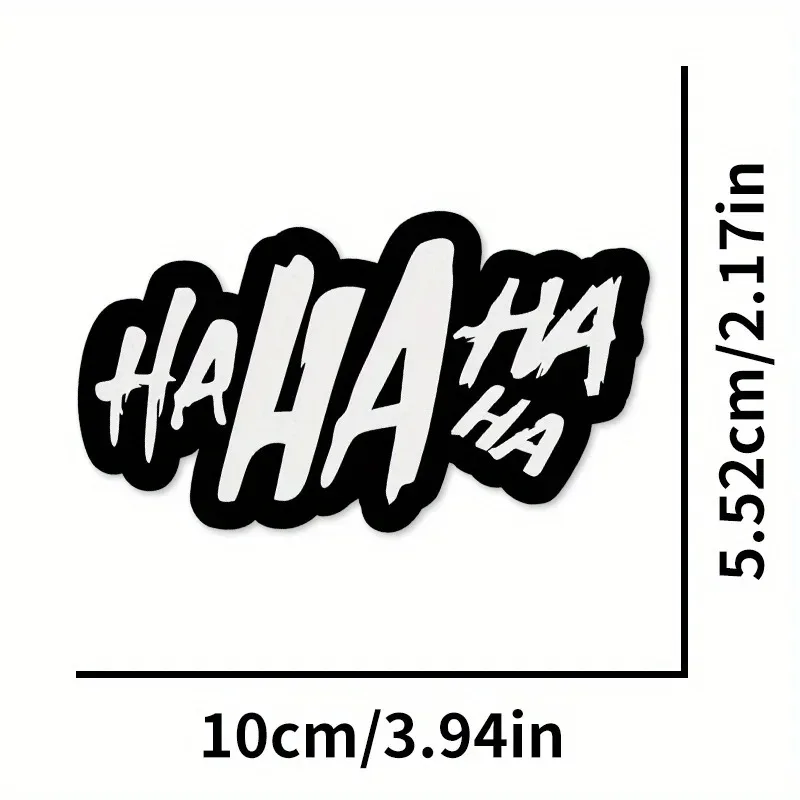 

1Pc HAHAHA Waterproof Stickers - Fun black and white cartoon design, easy to apply, scratch resistant, durable decoration