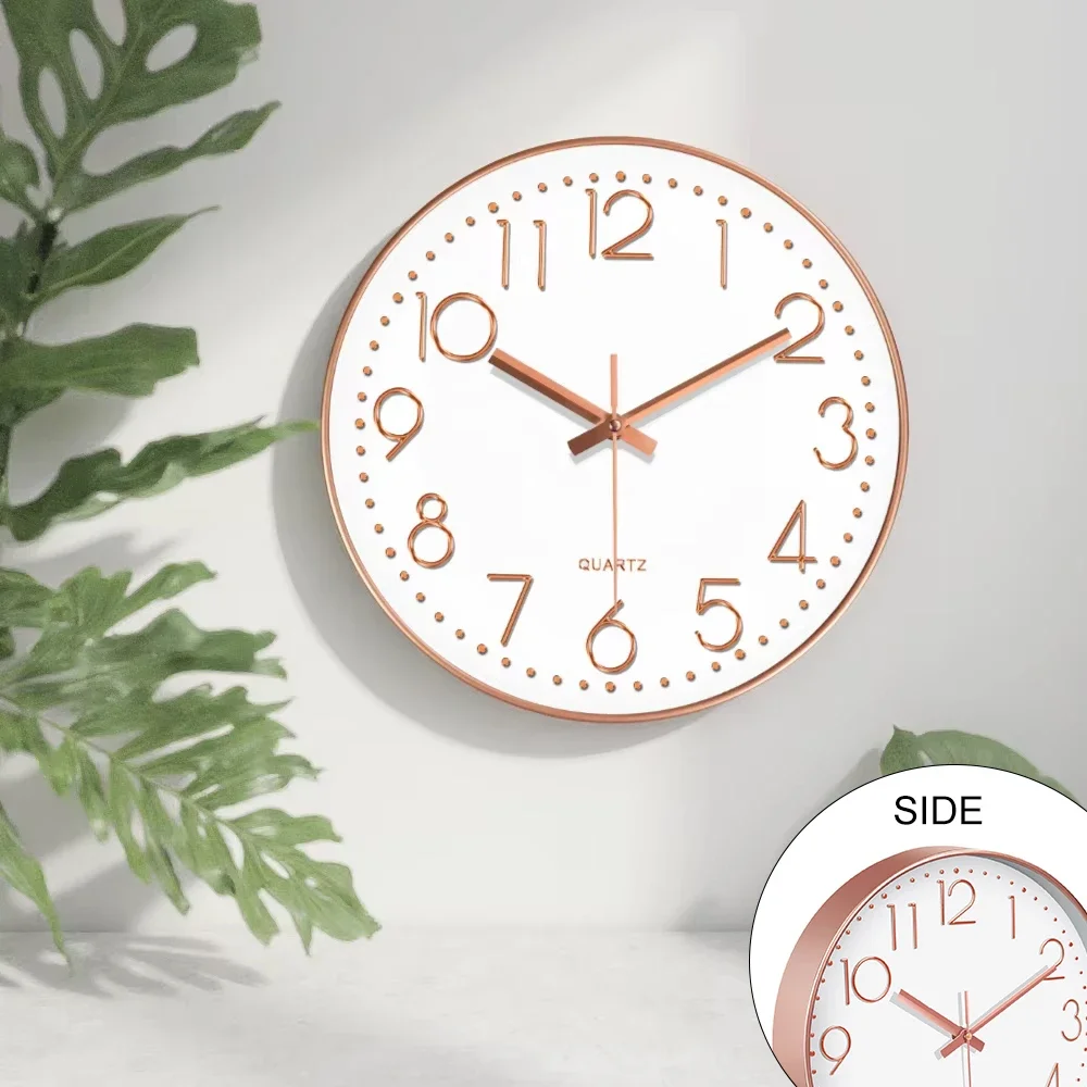 Minimalist Quartz Wall Clock Cubic Digital Clock Modern Style Silent No Ticking Living Room Bedroom Office Clock 8/10/12 Inch