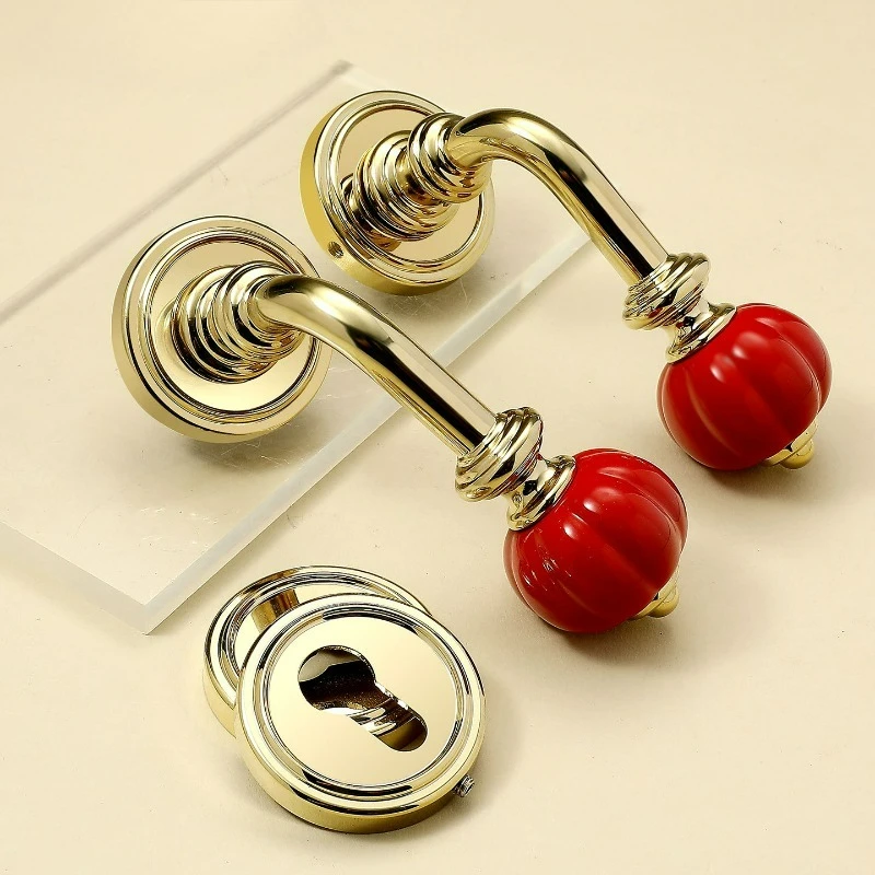 

Light Luxury Red Bedroom Office Zinc Alloy Door Lock Magnetic/silent Wooden Door Lock Household Split Room Door Lock