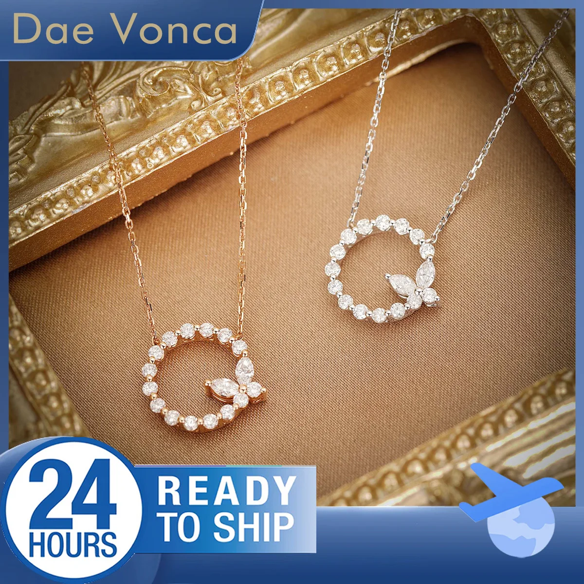 

Ожерелье с грушей и круглым натуральным бриллиантом, белое/розовое золото 18 карат, общий вес 0,35 карата, ожерелье с подвеской