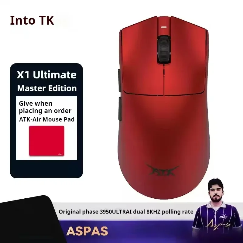 ATK X1 Ultimate Gaming Mouse wireless Ricevitore 8K PAW3950 Ultra Sensore ergonomico E-sport FPS Valorant CSGO Controller di gioco