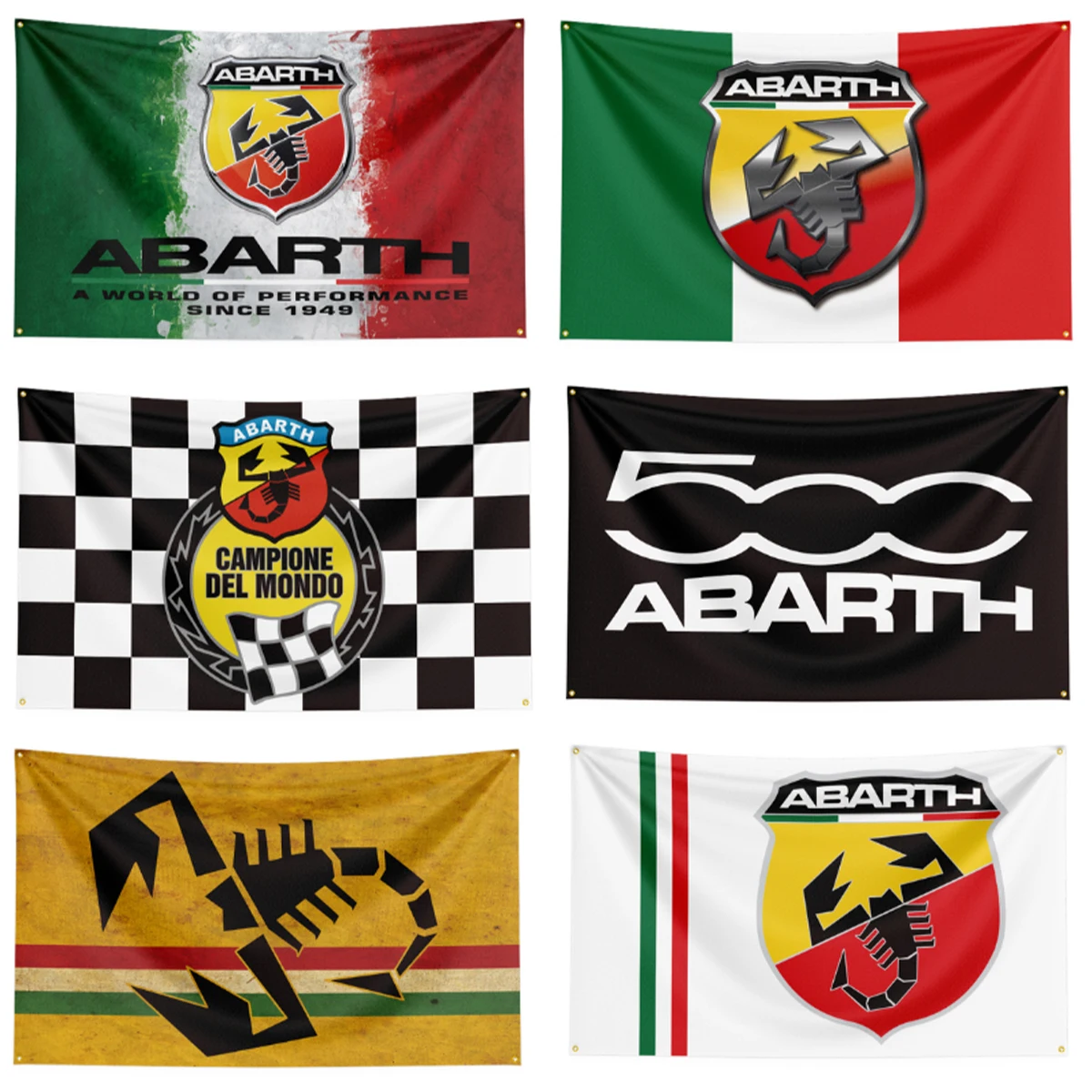 FLAGDOM 90X150CM 3X5FT Abarth Flag Polyester Printed Car Banner For Decor