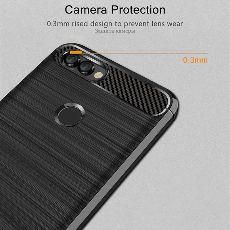 Shockproof Case For Huawei Y9 2018 Phone Cover Silicone Brushed Cases For Huawei y9 2018 Carbon Fiber Case