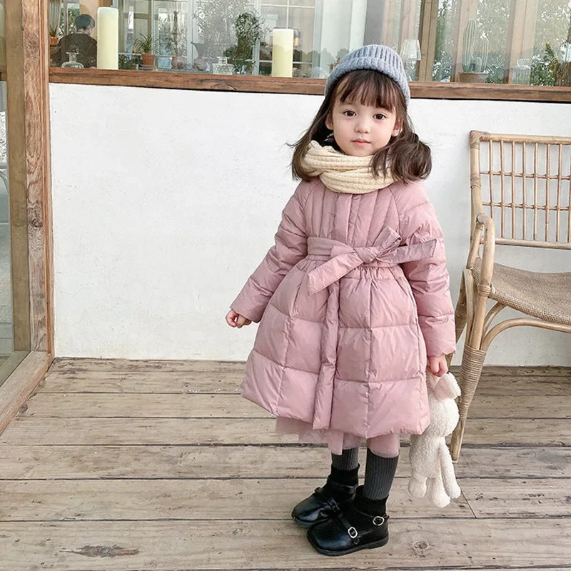 Kids Parkas 2026 Winter New Girl Down And Cotton Jacket With Western Style Thickening Baby Girl Korean Long Winter Coat