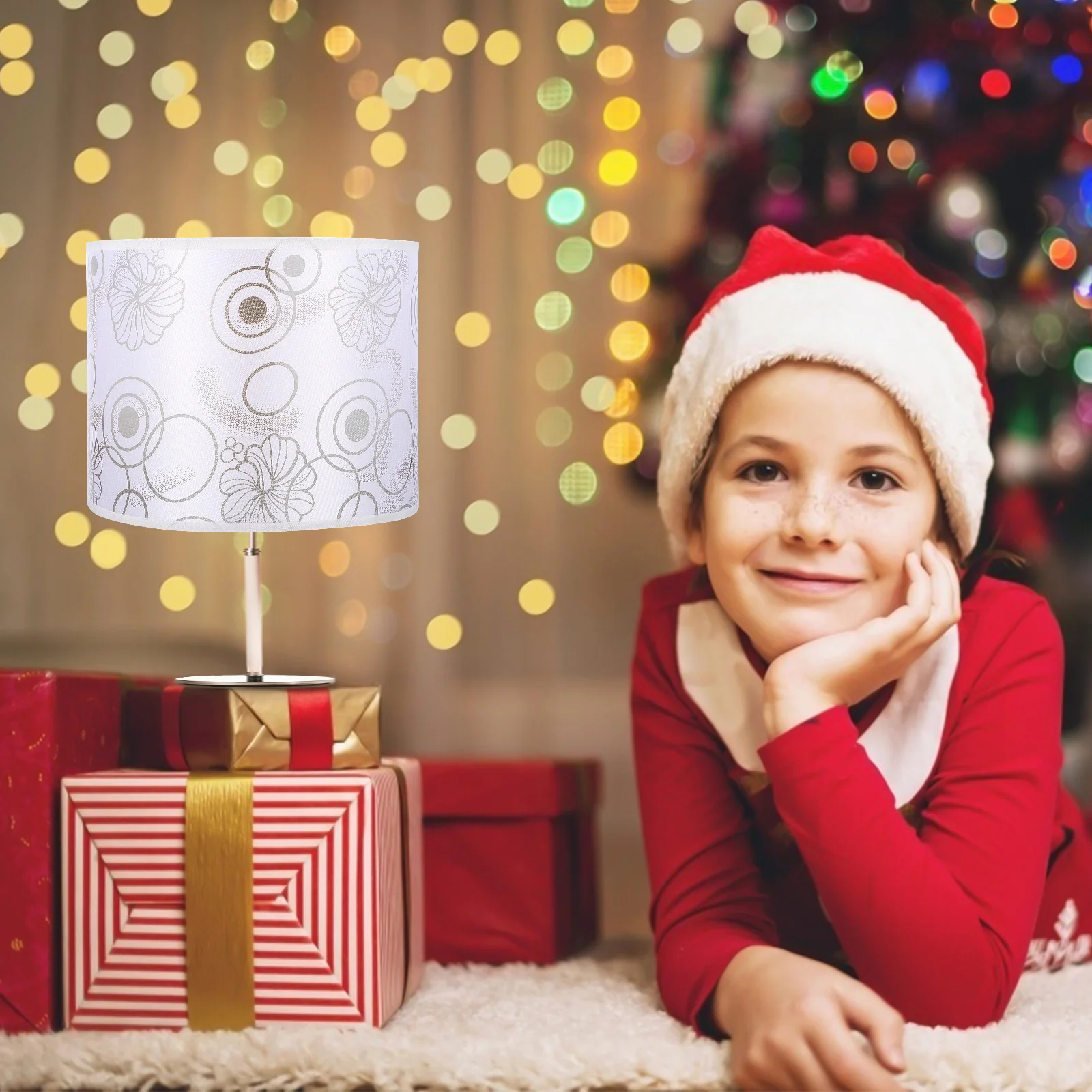 شكل دائري من القماش عاكس الضوء مادة PVC حديدية أسلوب بسيط مناسب لغرفة النوم وغرفة المعيشة غطاء خفيف مزخرف لحماية العين #4