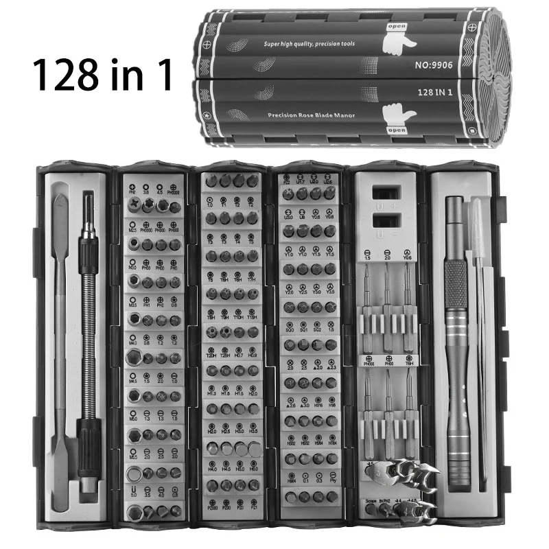 conjunto de chave de fenda portatil 128 em ferramentas manuais em forma de ameixa multi ferramenta oficina mecanica remocao domestica kit de reparo 01